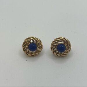 Vintage AVON 1970s Blue Gold
Swirl clip on earrings
